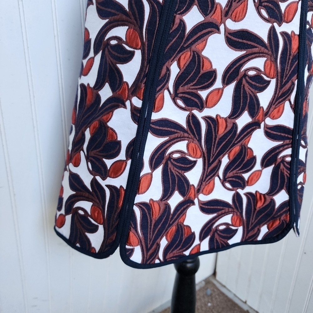 ANN TAYLOR Black Whit Red Floral Thick Lace Sleeveless Dress Pockets Sz 6 - Picture 9 of 16